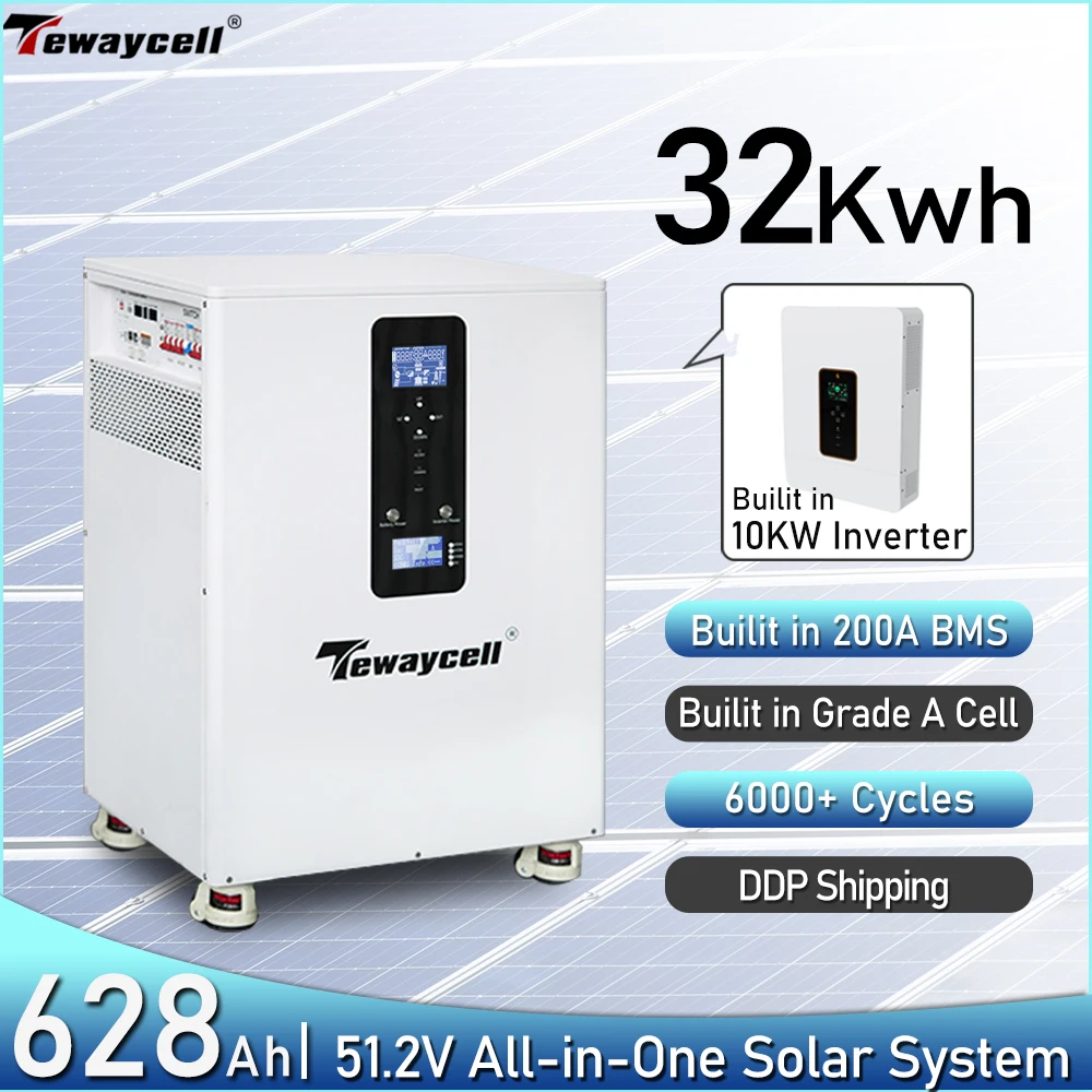 Tewaycell All in One 32KWh Bateria LiFePO4 10KWh 16KWh 20KWh 48V 51.2V Wbudowany Inwerter 10KW AC230V Domowy System Solarny ESS