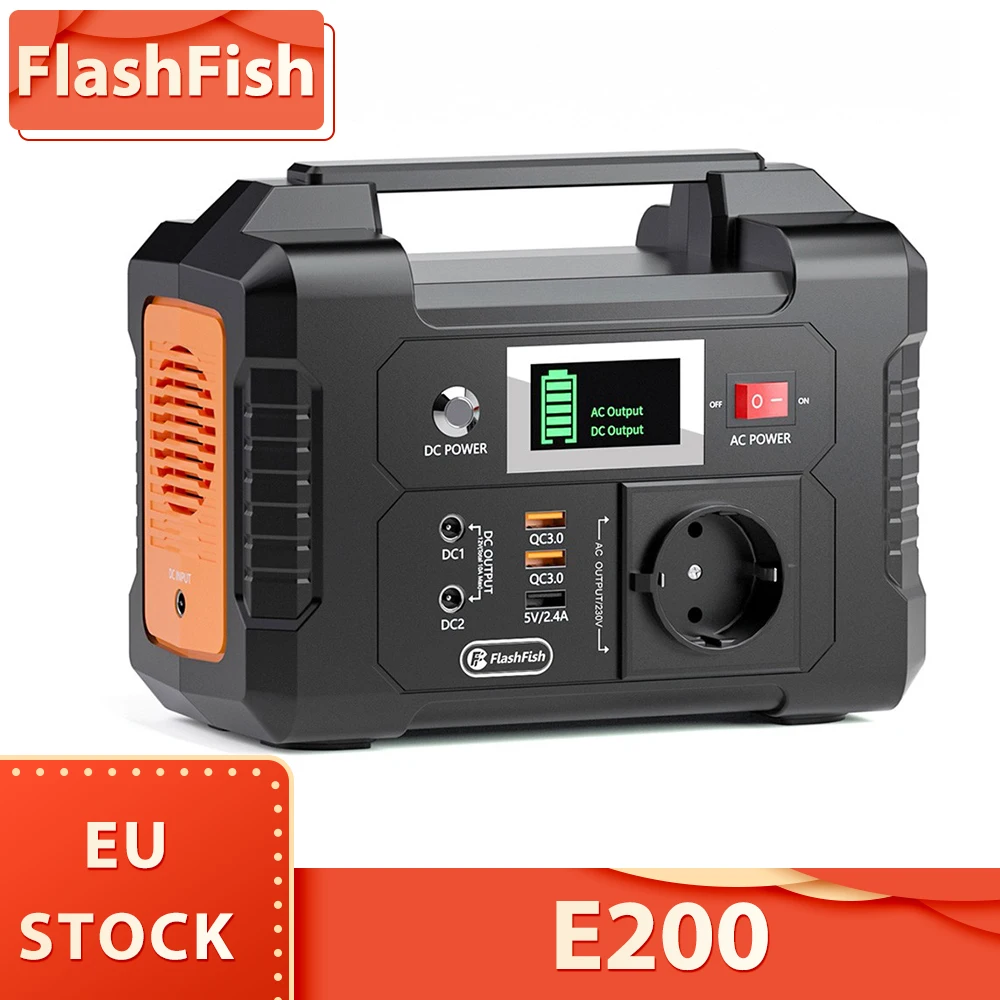 Flashfish E200 200W Przenośna Stacja Zasilania 151Wh Bateria Litowa Wyjście AC220V do Kampera, Autokaru i Vanu