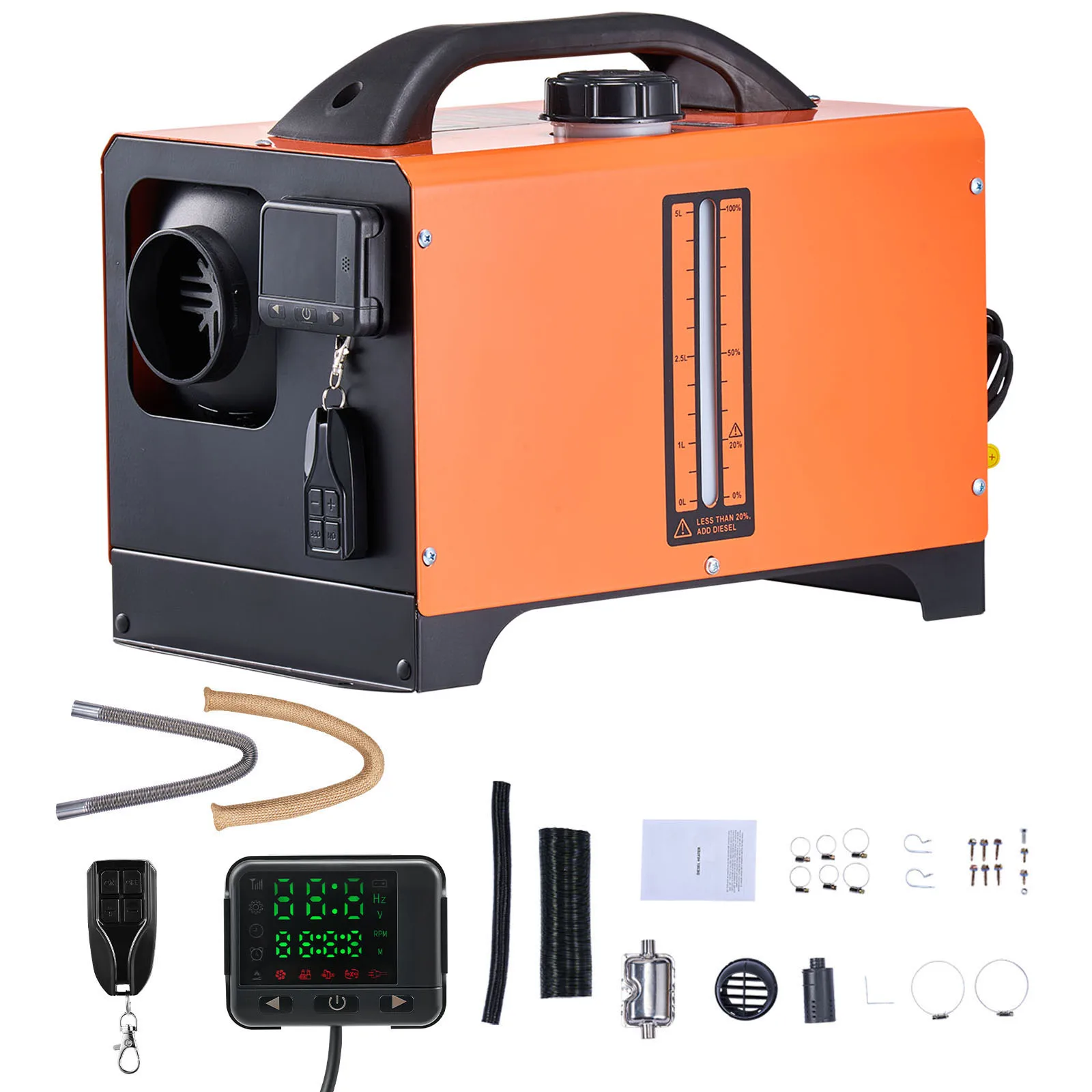 SucceBuy 8KW Dieselowy Nagrzewnica Powietrza DC12-24V Dieselowy Nagrzewnica Postojowa z Pilotem Sterowaniem i Oznakowaniem Głosowym, Nagrzewnica Samochodowa Pasująca do Kamperów i Ciężarówek