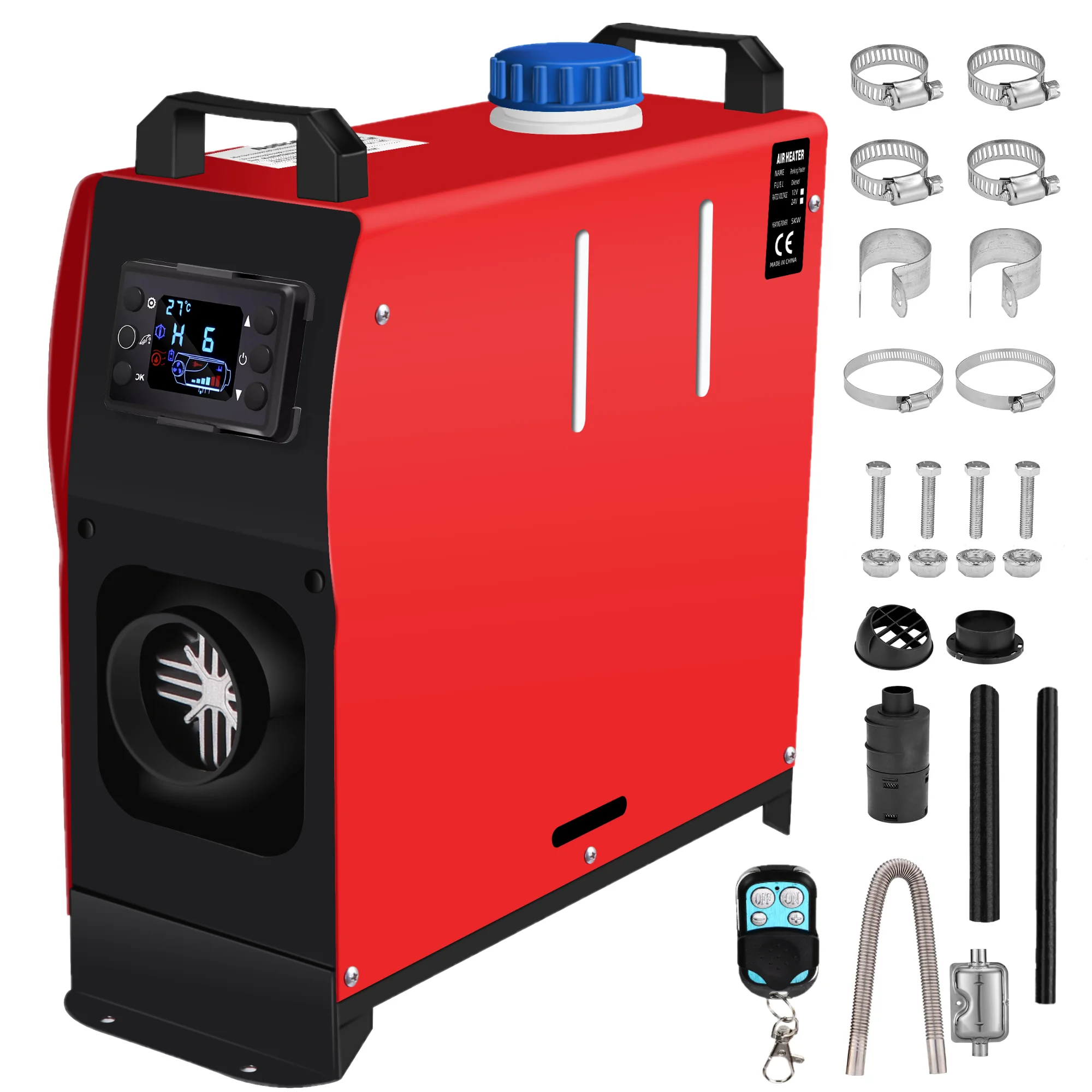 12V/24V Wszystko w jednym Nagrzewnica samochodowa 5000W Nagrzewnica powietrza z silnikiem wysokoprężnym 6-przyciskowy termostat LCD Nagrzewnica postojowa Szybkie nagrzewanie do ciężarówki Kamper Van
