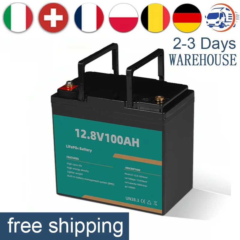 Bateria litowa 12v100ah LiFePO4 do RV SolarSystem lokalizator ryb Camping wbudowany BMS głęboki cykl akumulator litowy wielokrotnego ładowania