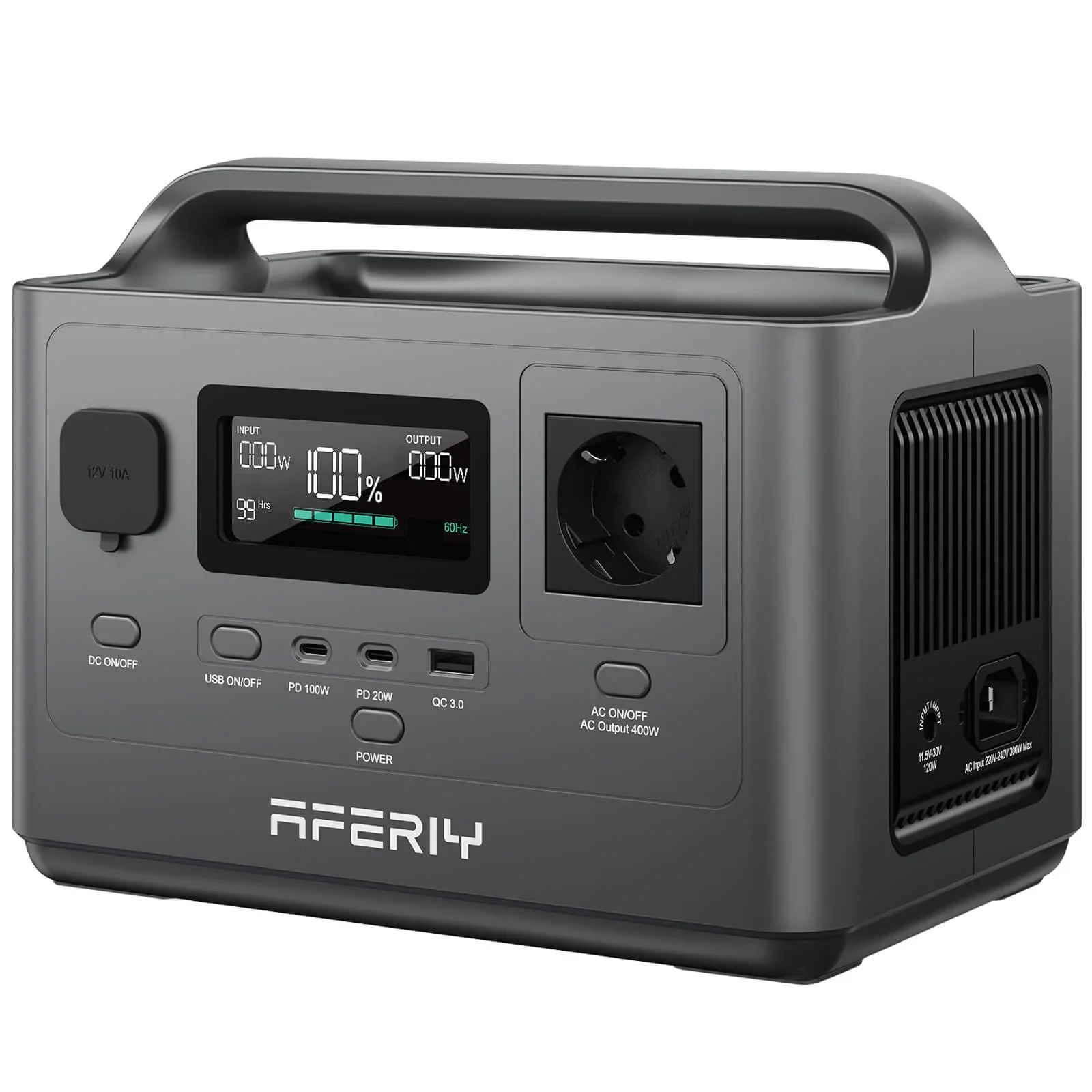 Aferiy AF-P040 Przenośna Stacja Zasilania: 400W/256Wh LiFePO4, 300W AC i ładowanie solarne 120W do użytku na kempingu/w kamperze/jako zasilanie awaryjne na zewnątrz
