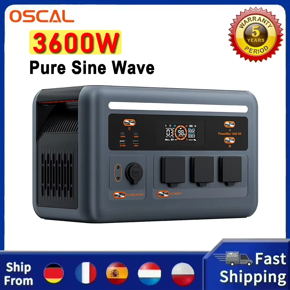 Blackview Oscal PowerMax 1800 SE Przenośna Stacja Zasilania 3600W Czysta Sinusoida 1024Wh 10 Wyjść Do Użytku Zewnętrznego i Domowego, Zasilanie Awaryjne